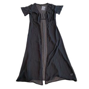 NWOT Maxi length sheer black kimono duster beach cover up long witchy goth sz XS